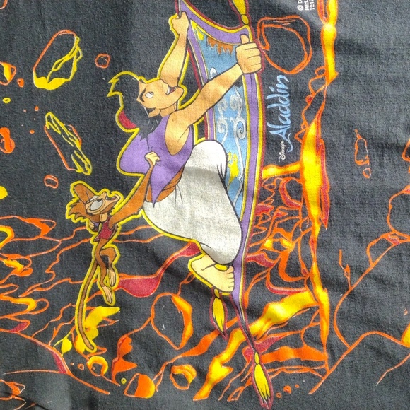 VTG 90s AOP Disney Aladdin Magic Carpet Ride T Shirt - Picture 12 of 13